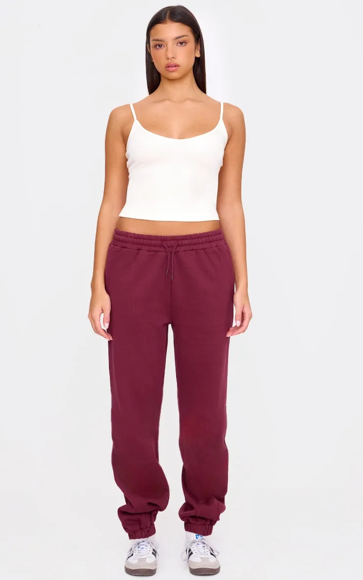 Burgundy Premium Cuffed Joggers sold by Pretty Little Thing