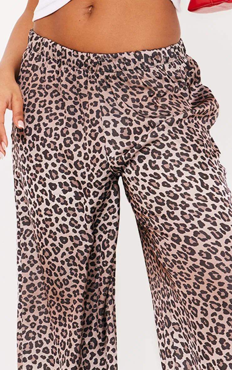 Leopard Printed Satin Wide Leg Trousers sold by Pretty Little Thing product image thumbnail 4