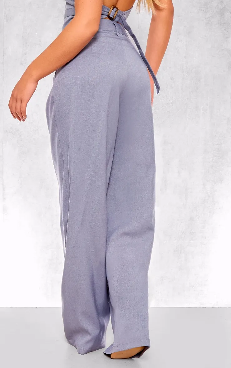Grey Woven Tailored Pleated Wide Leg Trousers sold by Pretty Little Thing product image thumbnail 3