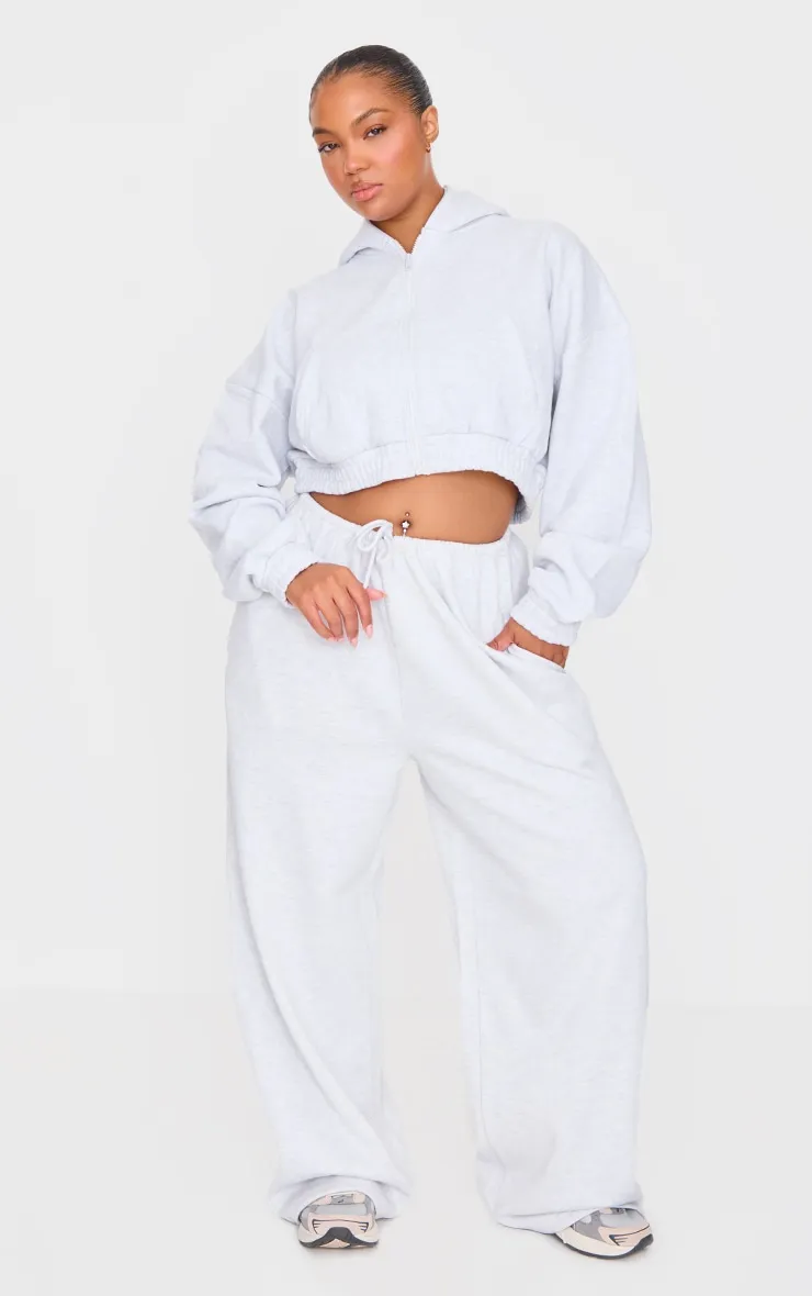 Plus Grey Premium Thin Waistband Straight Leg Sweat Joggers sold by Pretty Little Thing