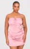Plus Pink Satin Ruched Mini Skirt sold by Pretty Little Thing
