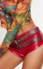 Red Faux Leather Double Belt Shorts sold by Pretty Little Thing