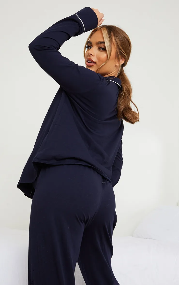 Maternity Navy Mama Long Sleeve Button Up PJ Top sold by Pretty Little Thing product image thumbnail 2