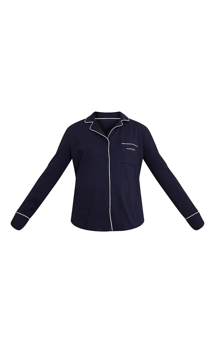 Maternity Navy Mama Long Sleeve Button Up PJ Top sold by Pretty Little Thing product image thumbnail 5
