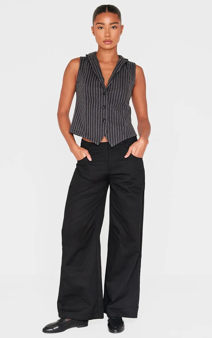 Charcoal Pinstripe Wool Look Collar Waistcoat sold by Pretty Little Thing product image thumbnail 3