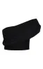 Petite Black Mesh One Shoulder Ruched Crop Top sold by Pretty Little Thing