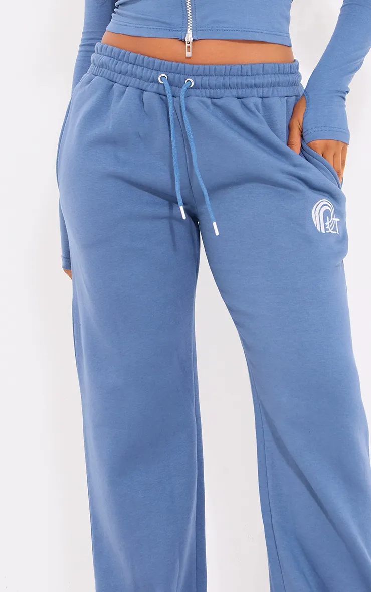 PRETTYLITTLETHING Blue Embroidered Graphic Wide Leg Joggers sold by Pretty Little Thing product image thumbnail 4