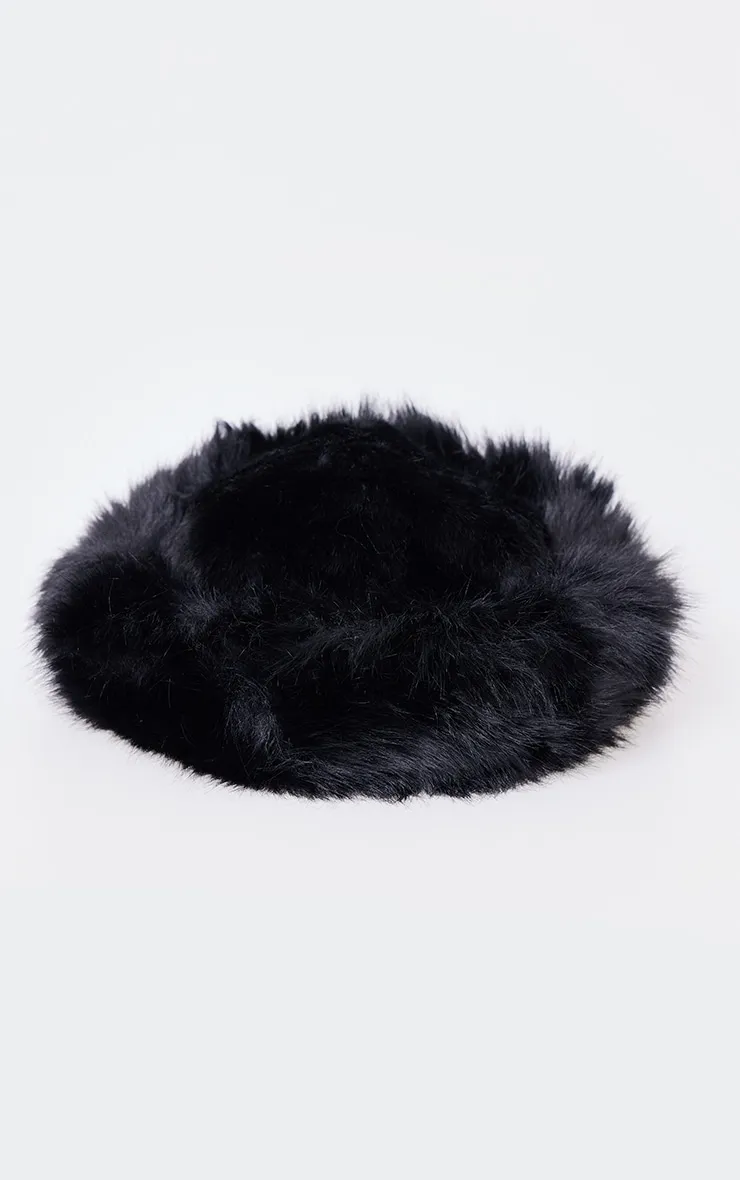 Black Faux Fur Fluffy Trim Bucket Hat sold by Pretty Little Thing product image thumbnail 2