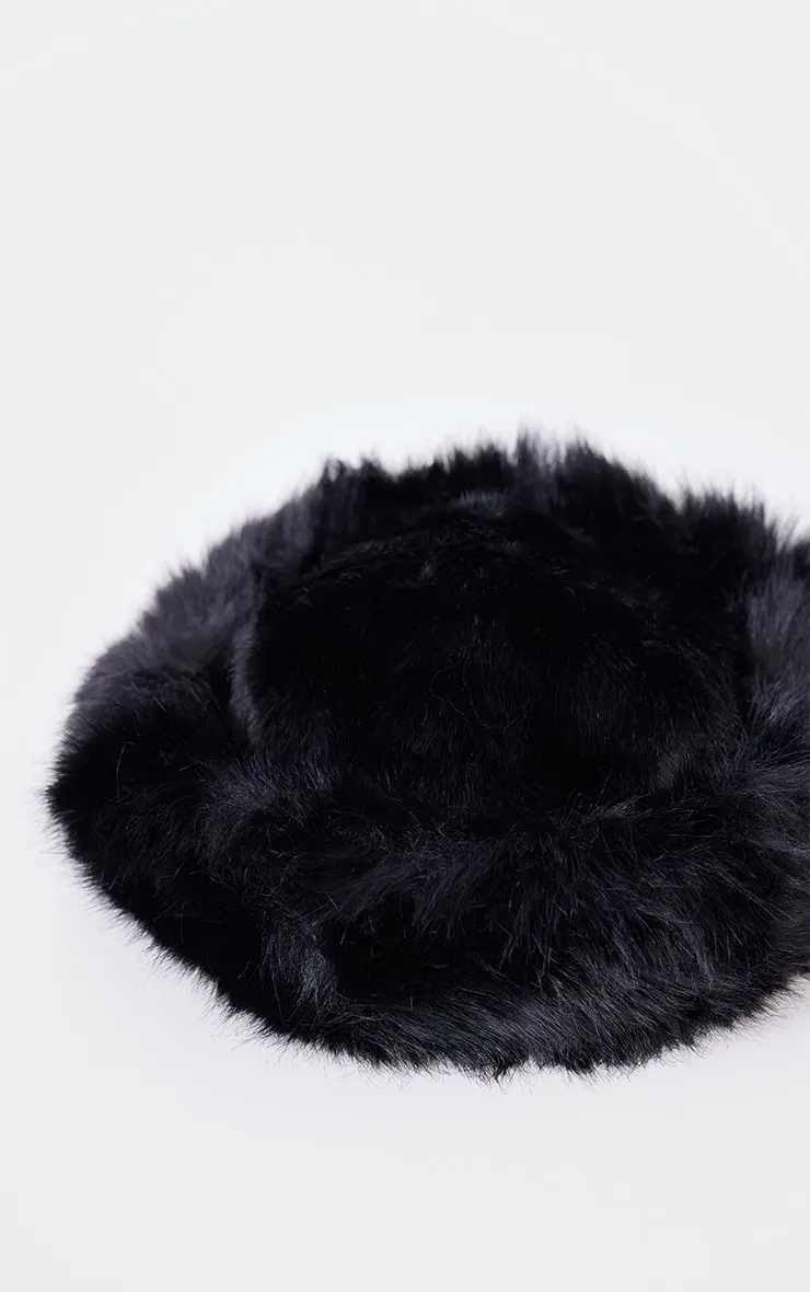 Black Faux Fur Fluffy Trim Bucket Hat sold by Pretty Little Thing product image thumbnail 3