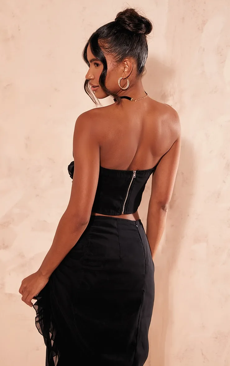 Black Chiffon Lace Trim Bandeau Corset sold by Pretty Little Thing product image thumbnail 2