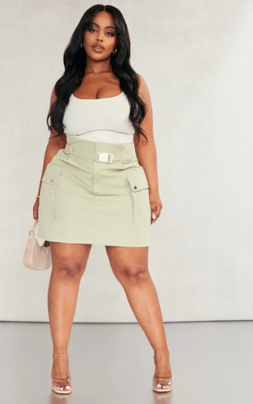 Plus Sage Green Belted Cargo Mini Skirt sold by Pretty Little Thing