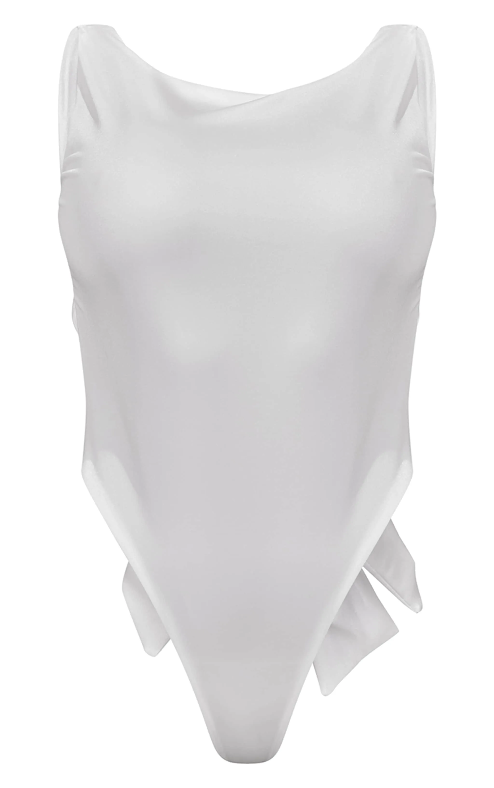 White Backless Bow Detail Racer Swimsuit sold by Pretty Little Thing product image thumbnail 5