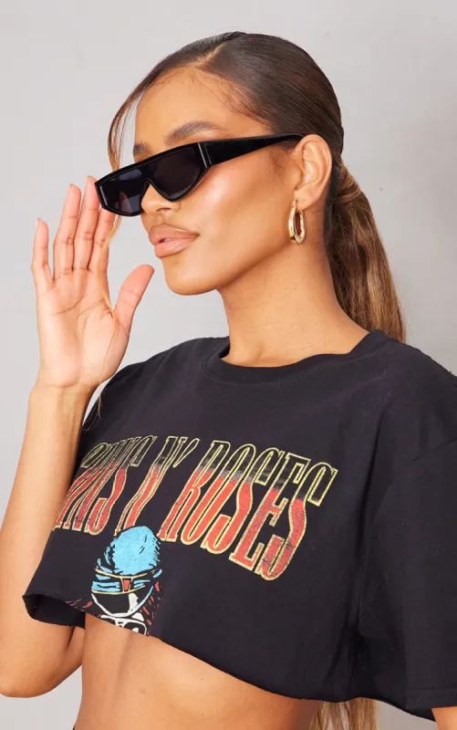 Black Flat Top Slim Visor Sunglasses sold by Pretty Little Thing