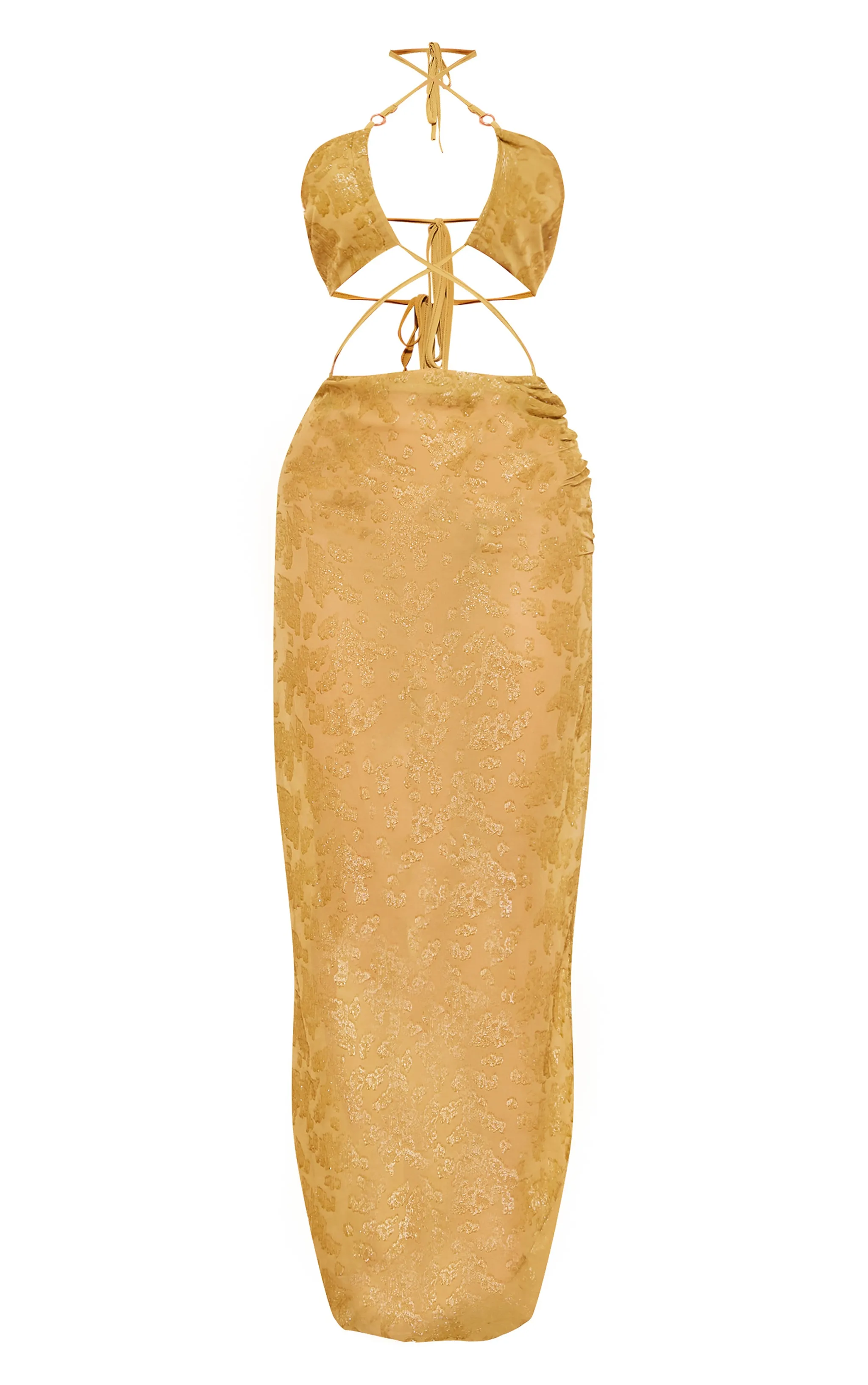 Green Textured Floral Chiffon Cross Front Maxi Dress sold by Pretty Little Thing product image thumbnail 5