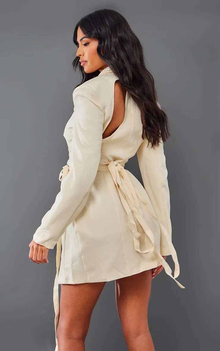 Tall Cream Wrap Around Blazer Dress sold by Pretty Little Thing product image thumbnail 2