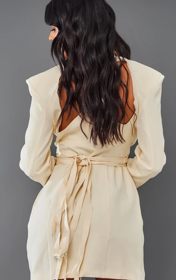 Tall Cream Wrap Around Blazer Dress sold by Pretty Little Thing product image thumbnail 4