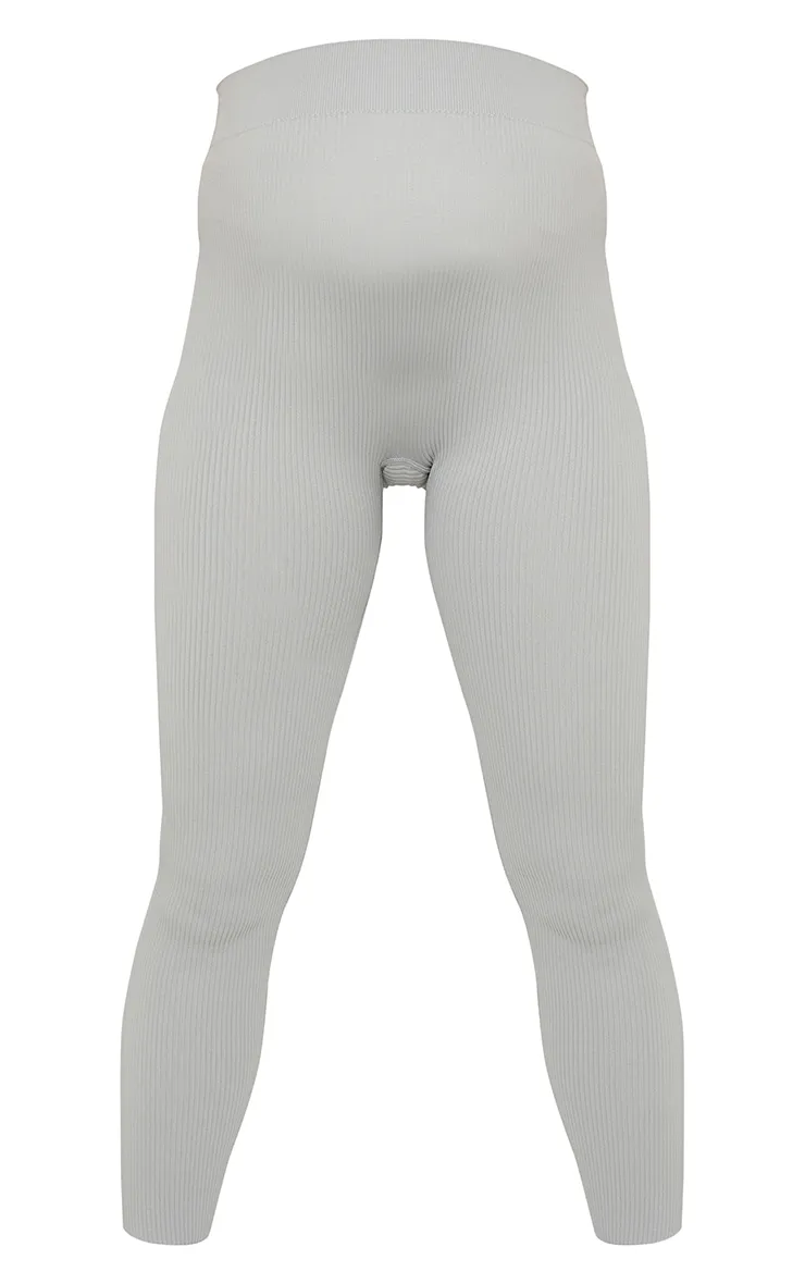 Maternity Grey Contour Rib Leggings sold by Pretty Little Thing product image thumbnail 5