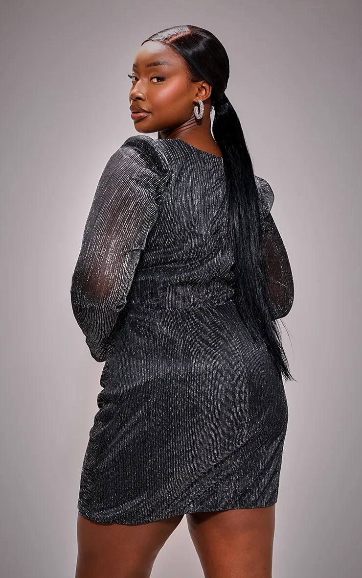 Plus Black V Plisse Bodycon Dress sold by Pretty Little Thing product image thumbnail 2