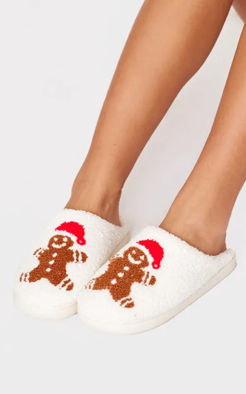Cream Borg Gingerbread Slippers sold by Pretty Little Thing