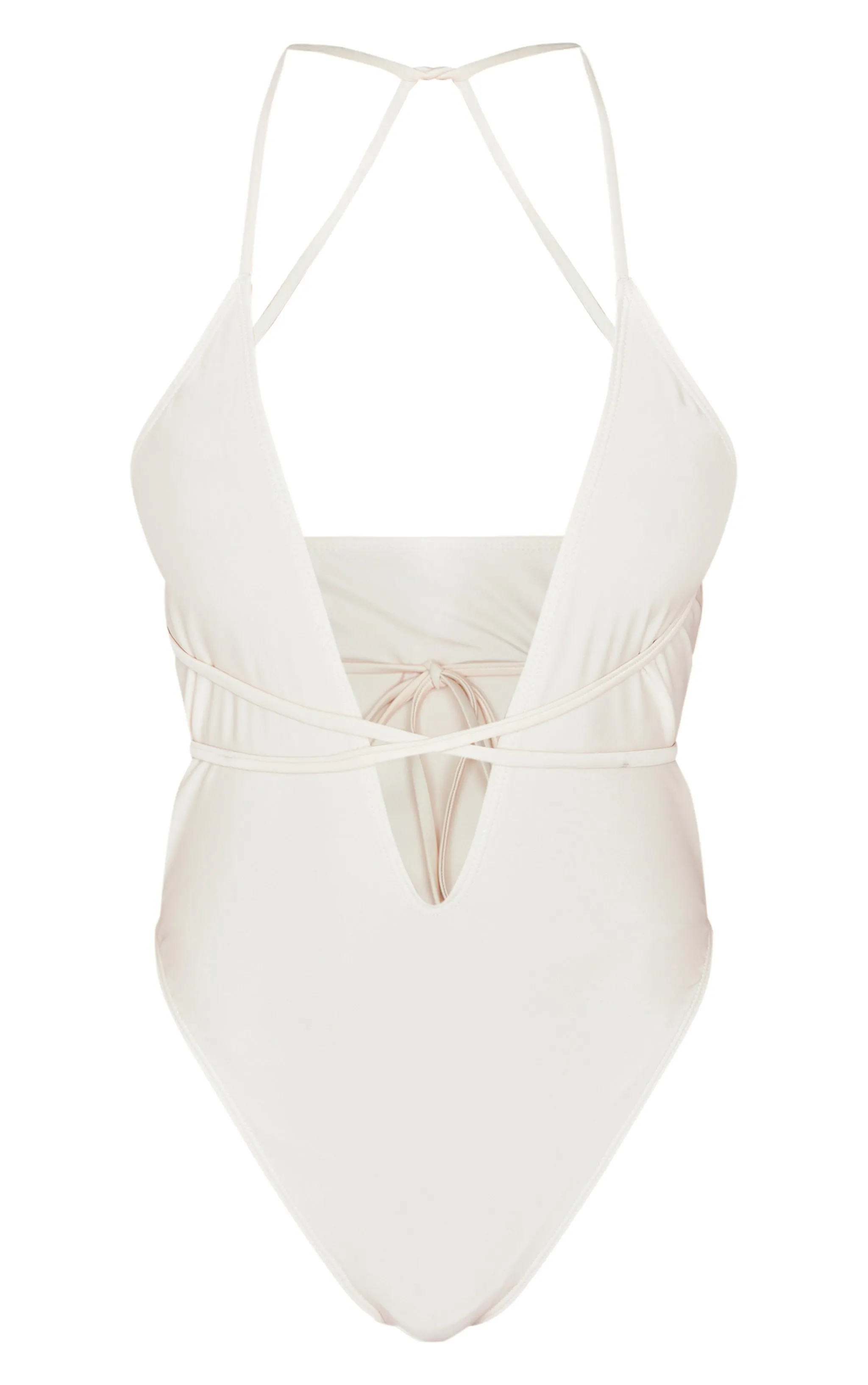 Cream Halter Neck Wrap High Leg Swimsuit sold by Pretty Little Thing product image thumbnail 5
