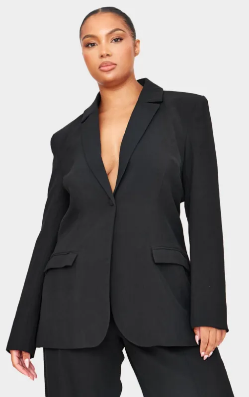 Plus Black Woven Fitted Premium Blazer sold by Pretty Little Thing