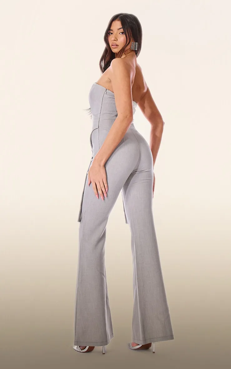 PLT Label Light Grey Corset Strap Detail Jumpsuit sold by Pretty Little Thing product image thumbnail 2