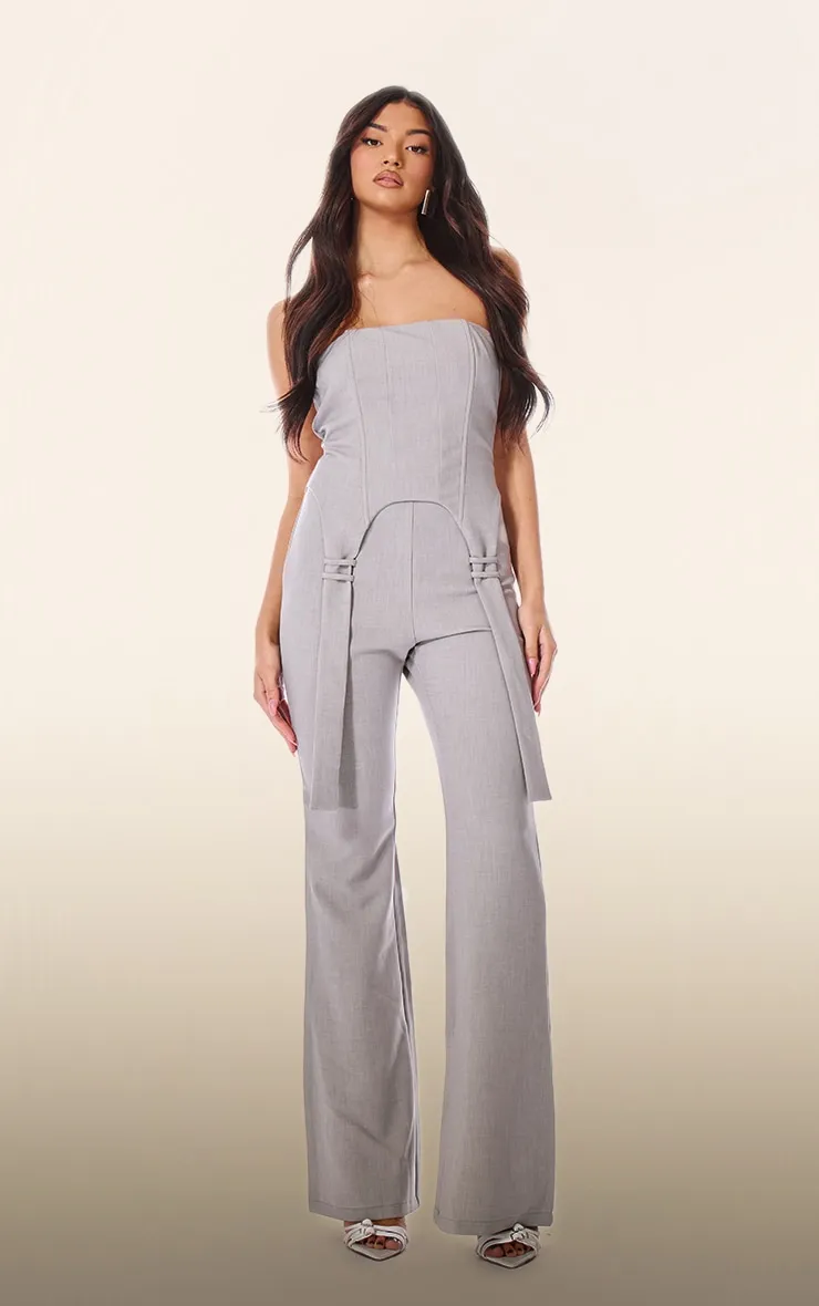 PLT Label Light Grey Corset Strap Detail Jumpsuit sold by Pretty Little Thing product image thumbnail 3