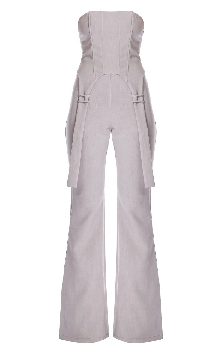 PLT Label Light Grey Corset Strap Detail Jumpsuit sold by Pretty Little Thing product image thumbnail 5