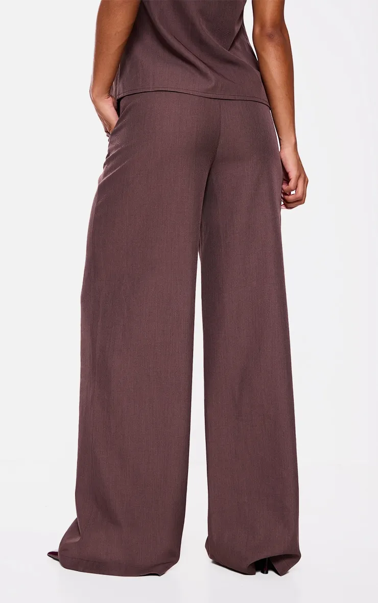 Chocolate Woven Straight Leg Trousers sold by Pretty Little Thing product image thumbnail 3