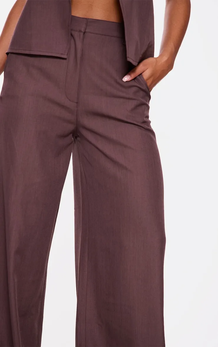 Chocolate Woven Straight Leg Trousers sold by Pretty Little Thing product image thumbnail 4