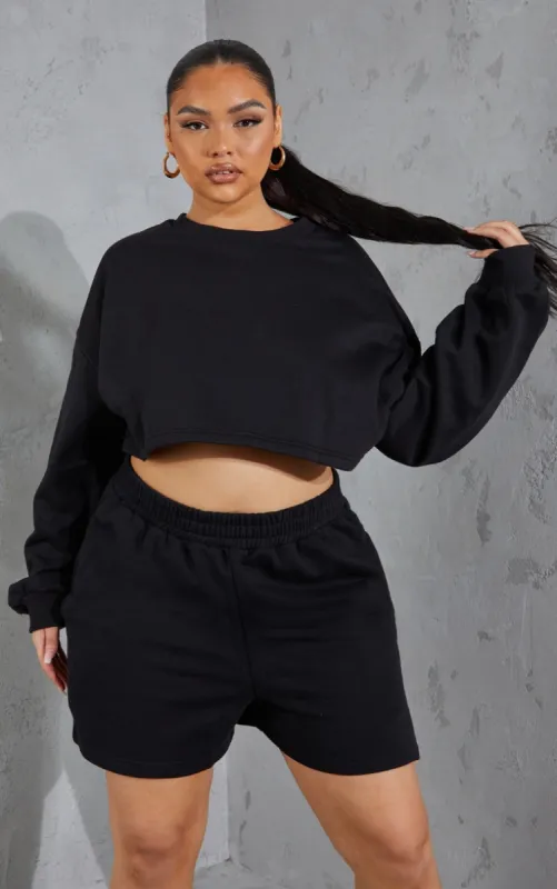 Plus Black Elasticated Waist Sweat Shorts sold by Pretty Little Thing