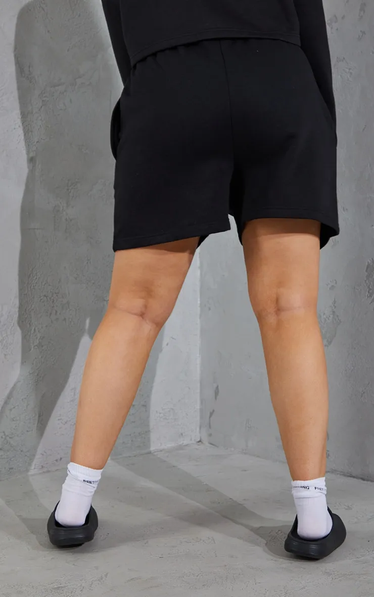 Plus Black Elasticated Waist Sweat Shorts sold by Pretty Little Thing product image thumbnail 3