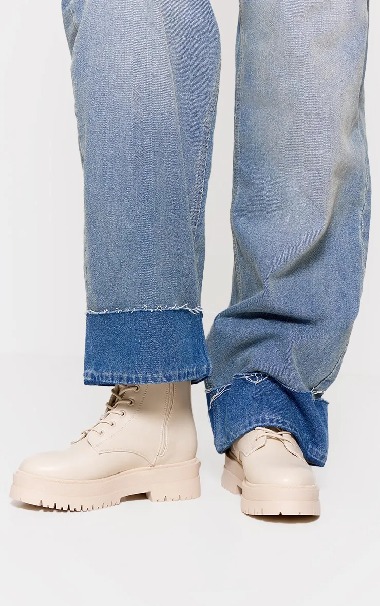 Cream Lace Up Chunky Boots sold by Pretty Little Thing product image thumbnail 2