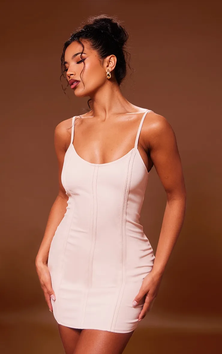 Nude Binding Detail Strappy Mini Dress sold by Pretty Little Thing product image thumbnail 3