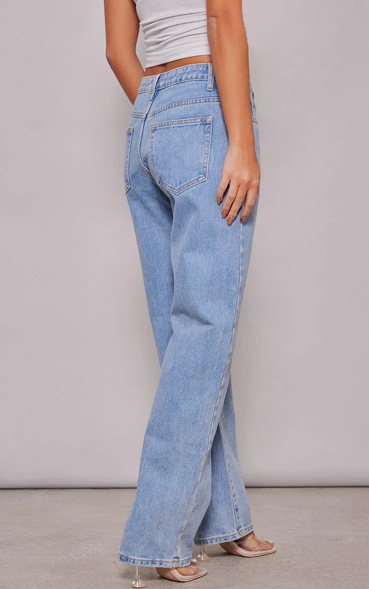 Light Blue Wash Diamante Straight Leg Jeans sold by Pretty Little Thing product image thumbnail 3