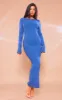 Blue Tinsel Knit Open Back Maxi Dress sold by Pretty Little Thing