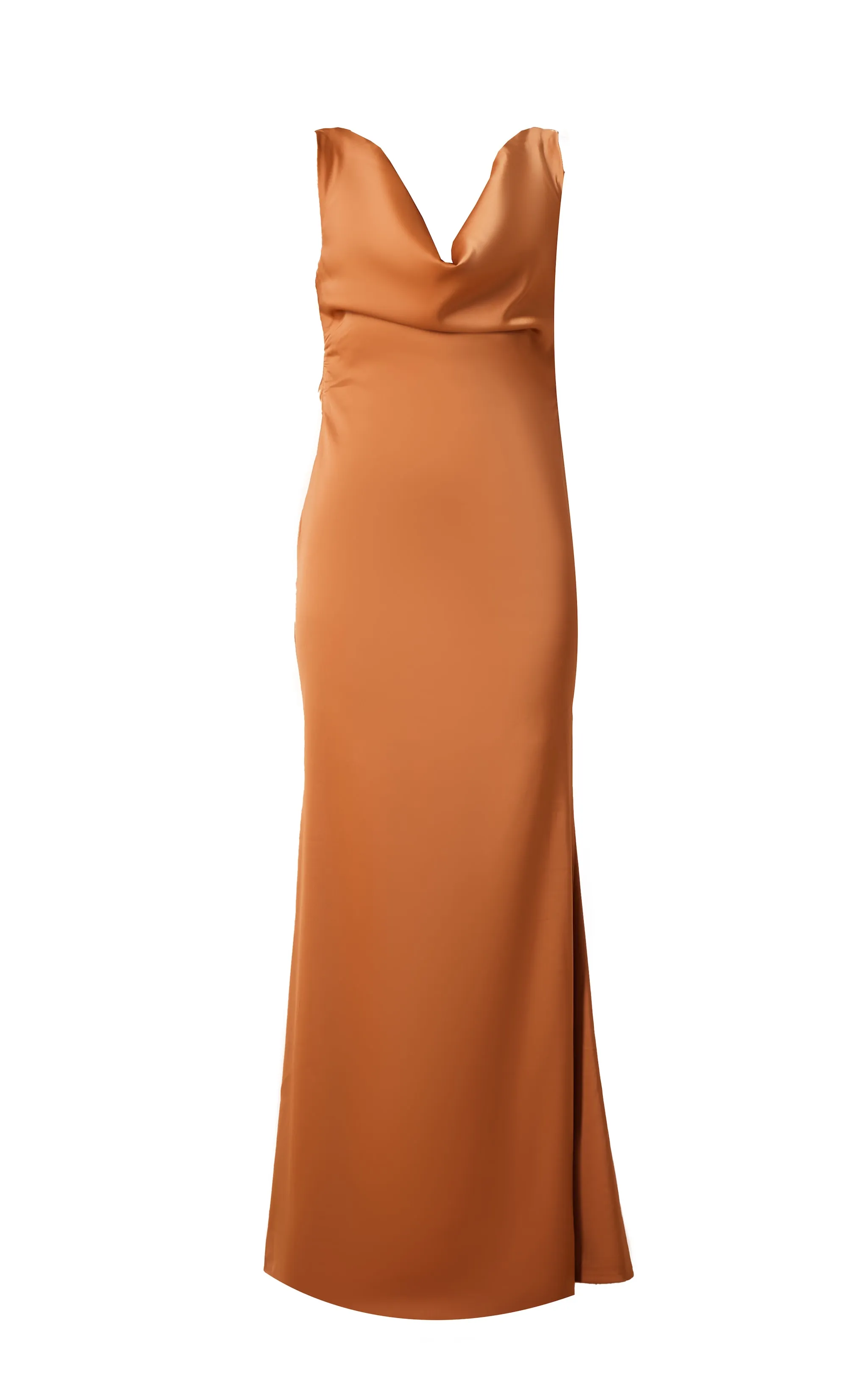 Copper Bridesmaid Satin Cowl Neck Maxi Dress sold by Pretty Little Thing product image thumbnail 5