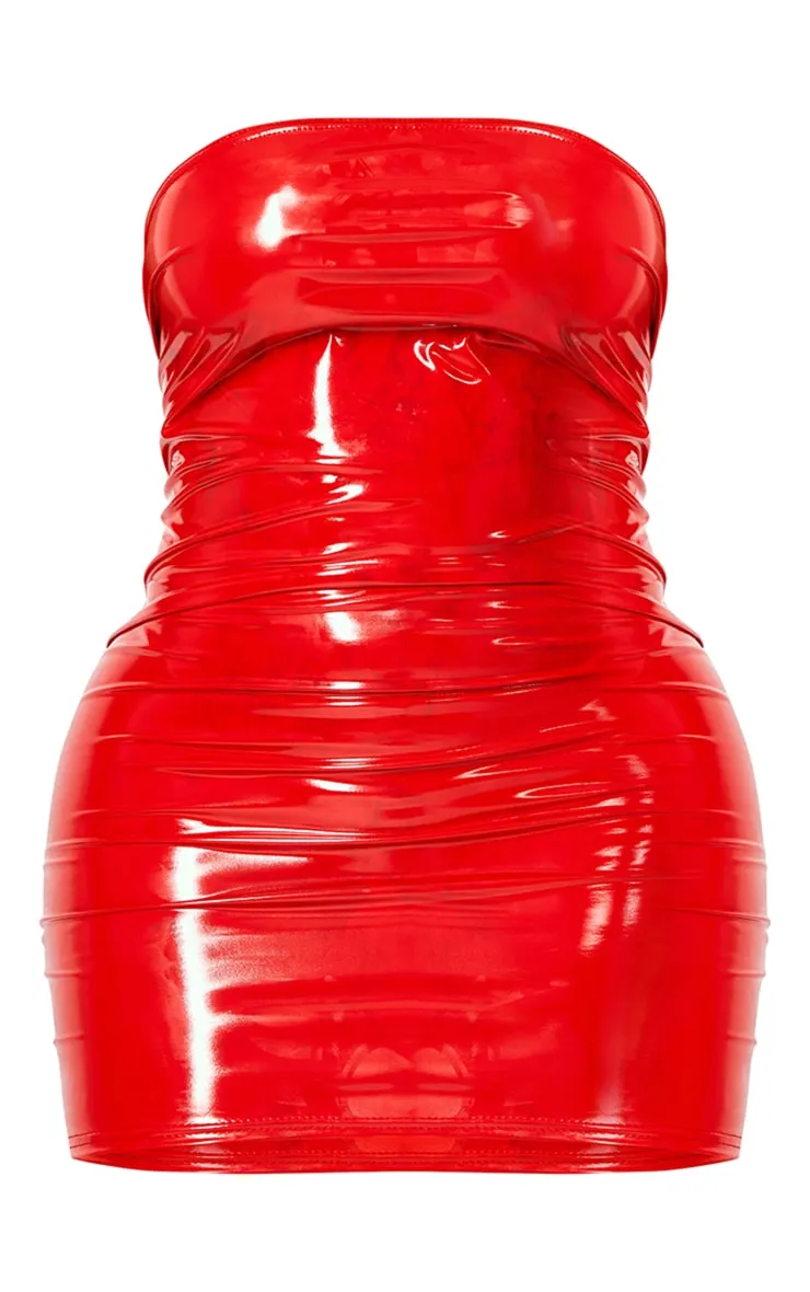 Shape Red Vinyl Bandeau Mini Dress sold by Pretty Little Thing product image thumbnail 5
