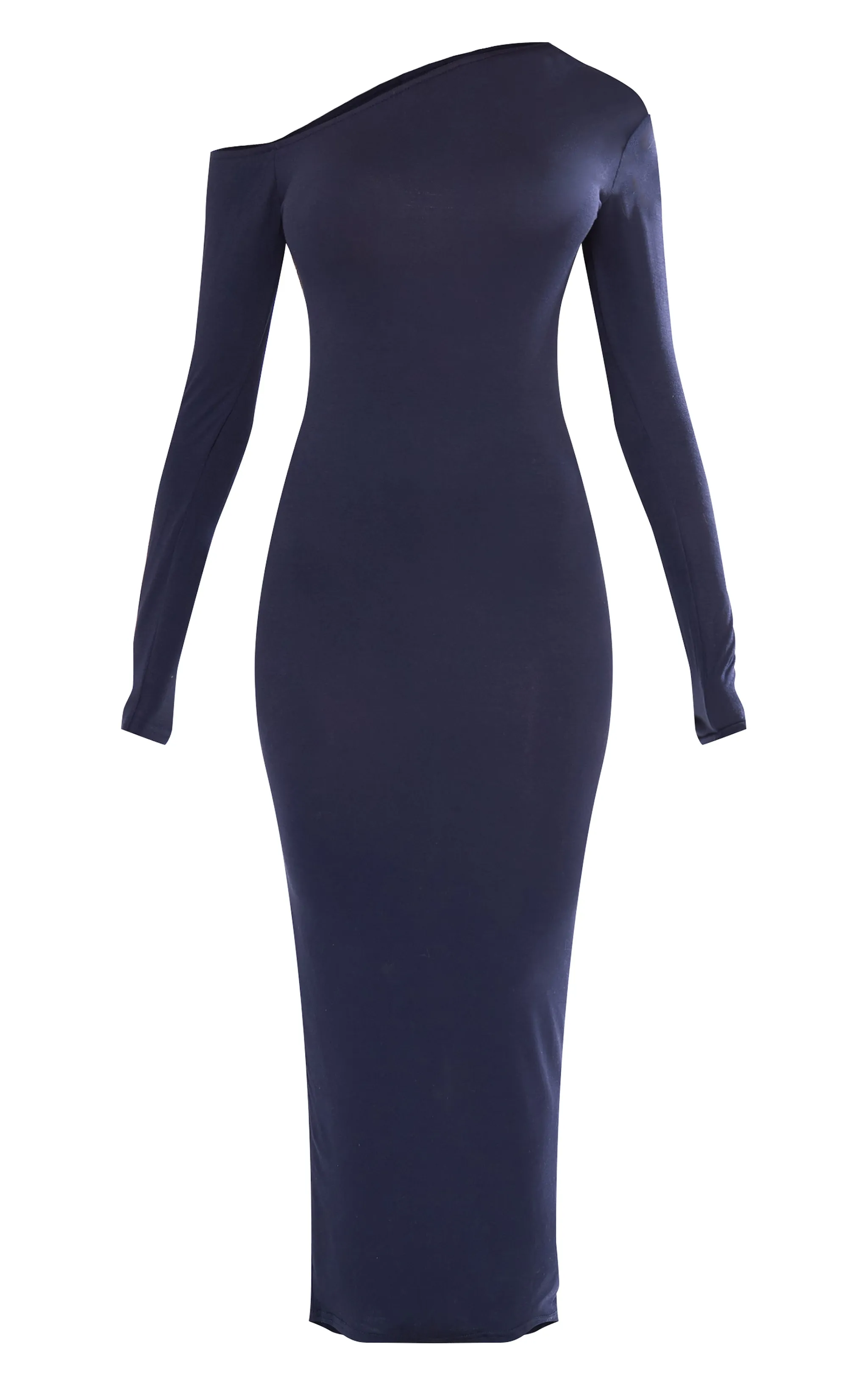 Navy Asymmetric Neck Split Detail Maxi Dress sold by Pretty Little Thing product image thumbnail 5