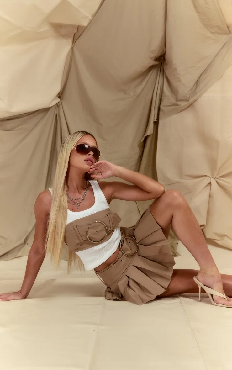 Stone Twill Belt Buckle Detail Micro Bandeau sold by Pretty Little Thing