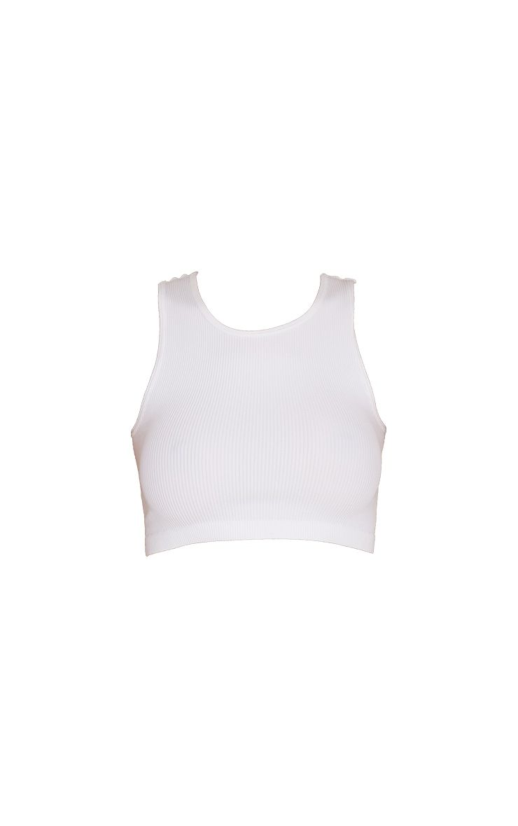 White Structured Contour Sleeveless Ribbed Crop Top sold by Pretty Little Thing product image thumbnail 5