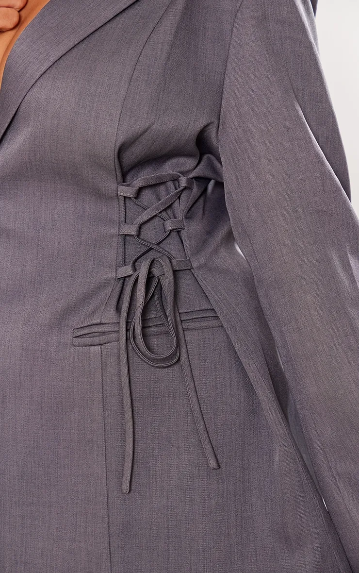Plus Charcoal Lace Up Waist Blazer sold by Pretty Little Thing product image thumbnail 4