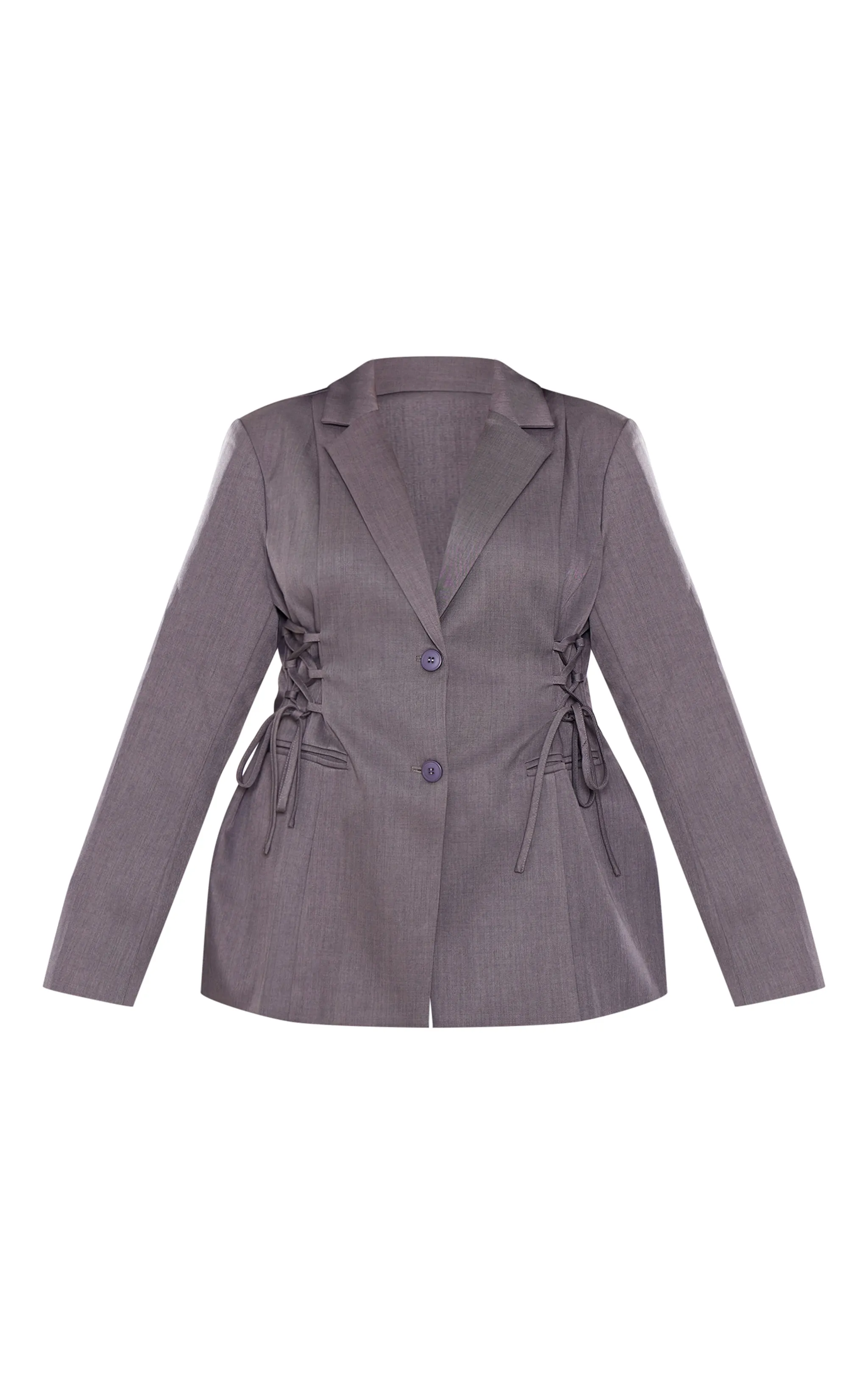 Plus Charcoal Lace Up Waist Blazer sold by Pretty Little Thing product image thumbnail 5