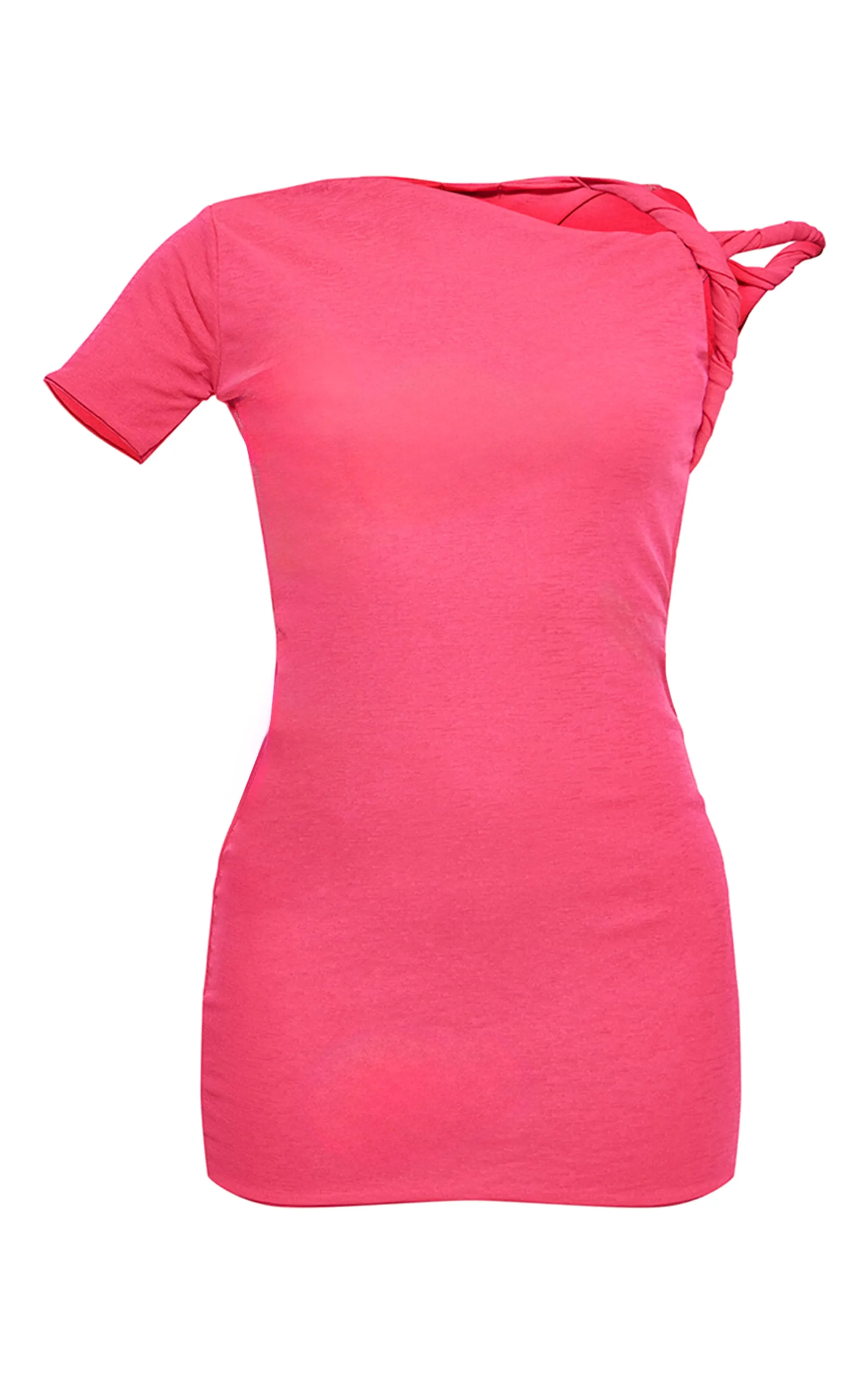 Hot Pink Onion Skin Twist Shoulder Bodycon Dress sold by Pretty Little Thing product image thumbnail 5
