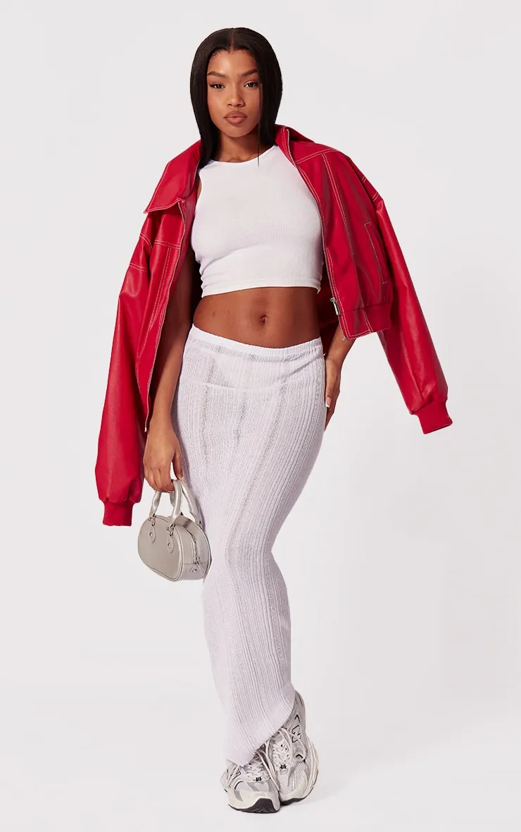 White Sheer Knit Low Rise Maxi Skirt sold by Pretty Little Thing