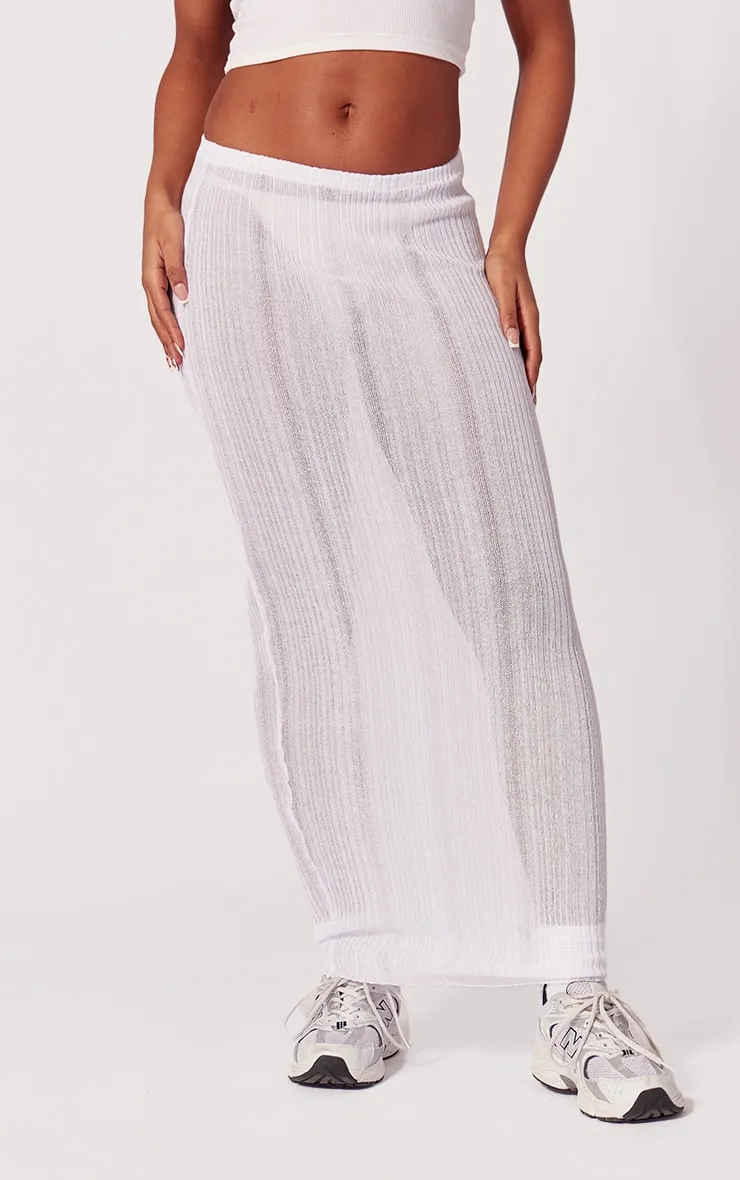 White Sheer Knit Low Rise Maxi Skirt sold by Pretty Little Thing product image thumbnail 2