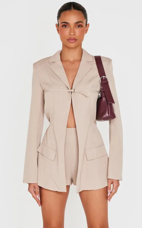 Stone Tailored Woven Thin Belt Detail Playsuit sold by Pretty Little Thing
