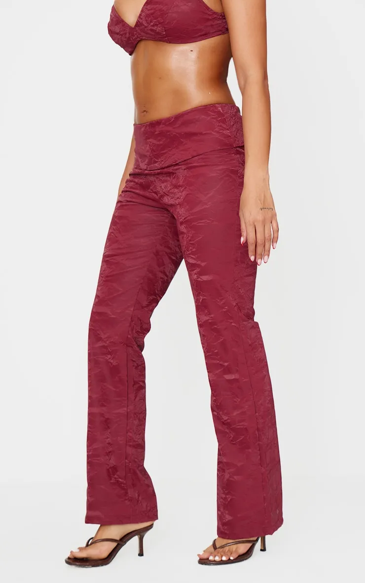 Shape Burgundy Washed Faux Leather Panel Detail Trousers sold by Pretty Little Thing product image thumbnail 2