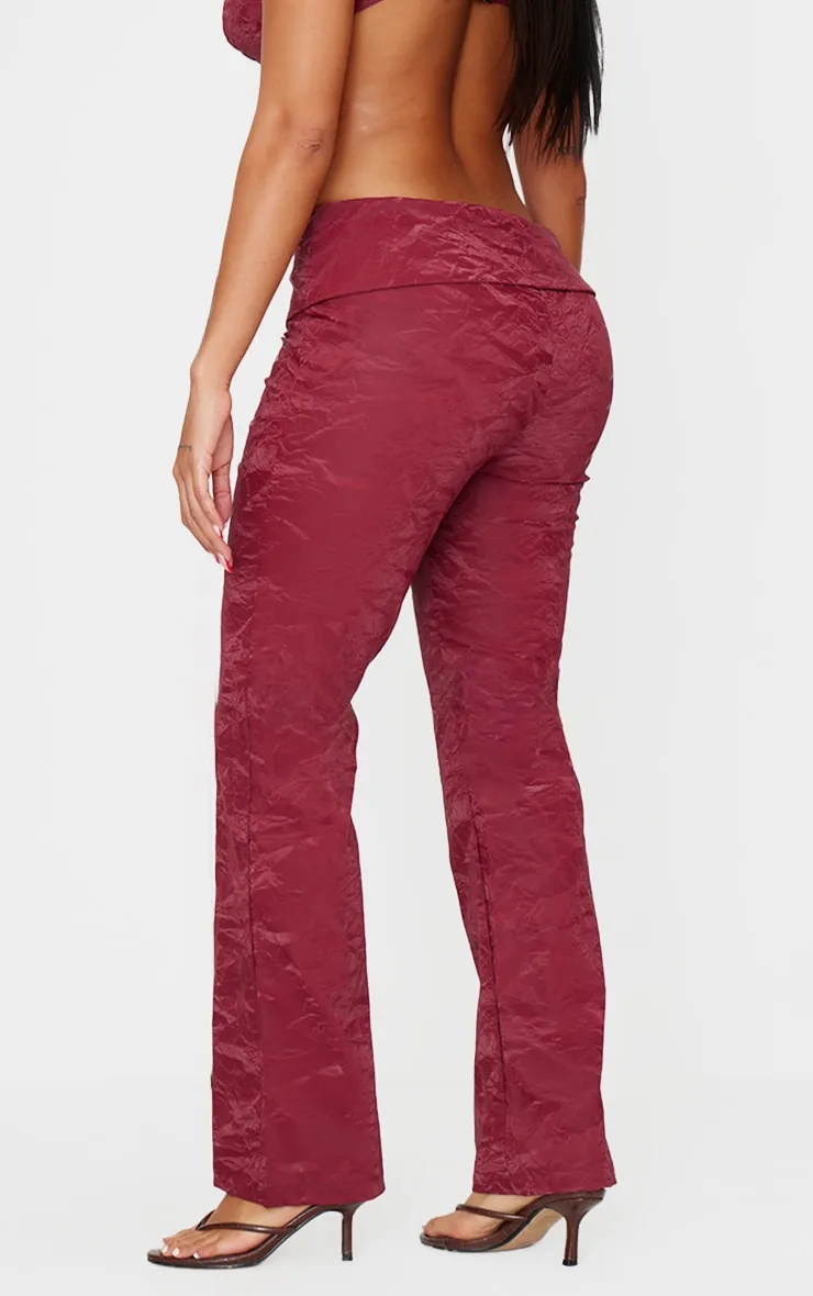 Shape Burgundy Washed Faux Leather Panel Detail Trousers sold by Pretty Little Thing product image thumbnail 3