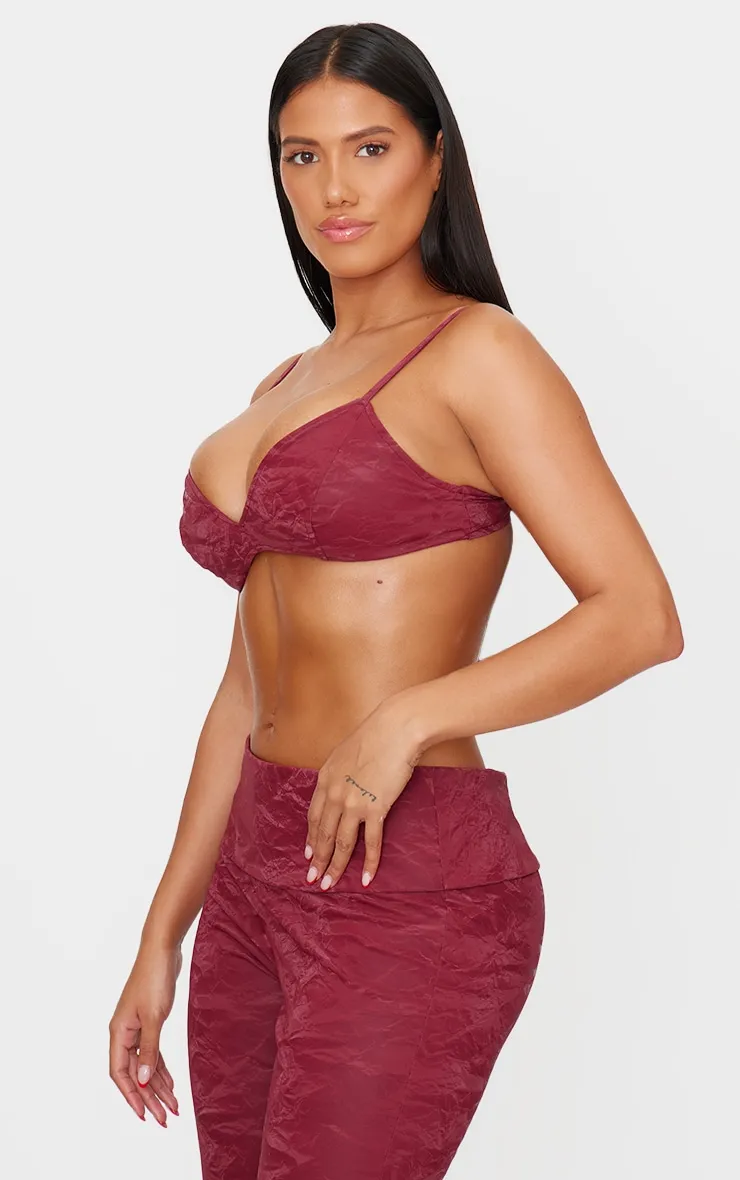 Shape Burgundy Washed Faux Leather Panel Detail Trousers sold by Pretty Little Thing product image thumbnail 4